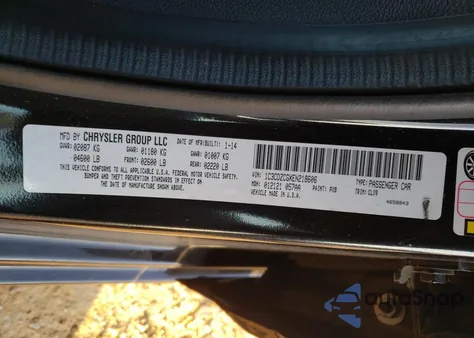 2014 Dodge Avenger Sxt из США, поврежденный, VIN 1C3CDZCGXEN218606